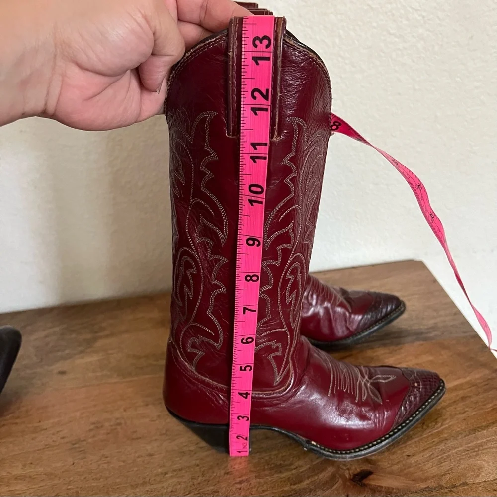Justin Deep Red Leather Talk Boots Style J7521 Size 3C